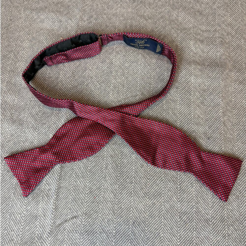Brooks Brothers 346 Pure Silk Red Blue Bow Tie Adjustable